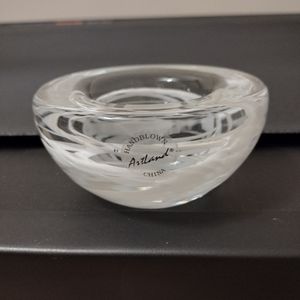 Artland Hand Blown Glass White Swirls Votive Tealight Candle Holder